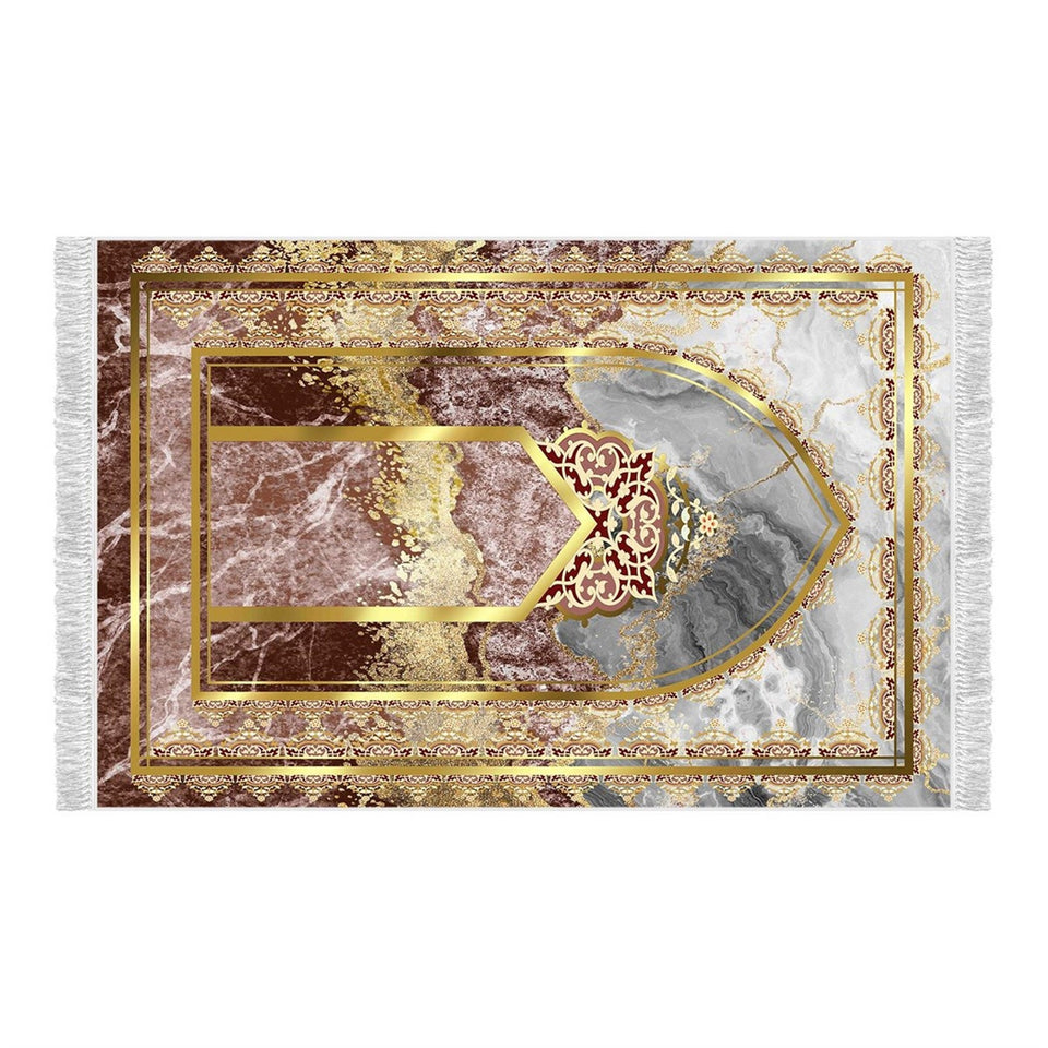 Mihrab of Badsahi Mosque Soft Padded Prayer Rug | Cotton Layer Janamaz | Anti Slip Backing Bamboo Cotton Prayer Mat | Islamic Gifts