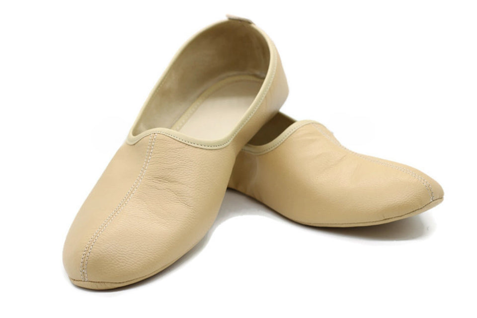 Genuine Leather Cream Feet Warmer Men Size | Winter Socks | Foot Warmers Socks | Shoes Slippers | Tawf Slippers | Leather Socks