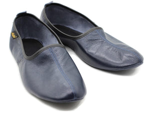 Натуральная Кожа Темно-Синие Тапочки Мужские Размер | Домашние тапочки унисекс | Кожаные носки ручной работы | Кожаная домашняя обувь