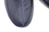 असली लेदर डार्क ब्लू चप्पल पुरुषों का आकार | यूनिसेक्स हाउस चप्पल | हाथ से बने चमड़े के मोज़े | चमड़े के घर के जूते