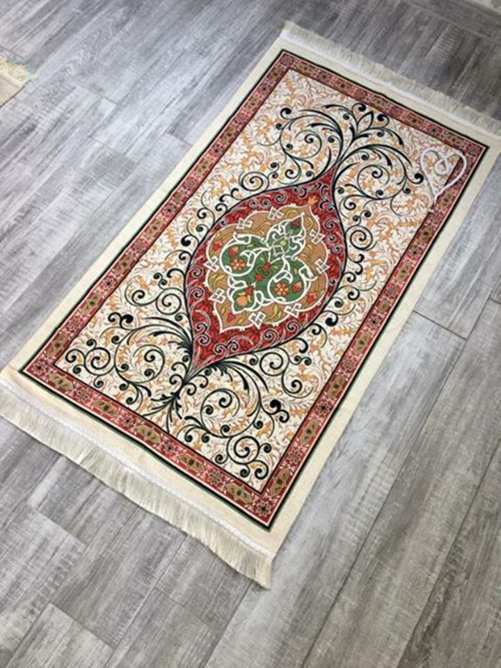 Boho Flowers Prayer Mat, Prayer Mat with Tasbeeh, Prayer Rug, Muslim Janamaz, Sajjada, Turkish Rug, Islamic Gift YSLM41