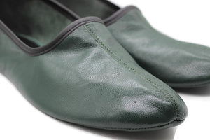 Pantofole in vera pelle verde scuro taglia uomo | Pantofole da casa | Calzini in pelle fatti a mano | Scarpe da casa in pelle