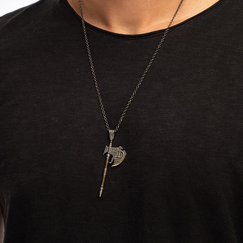 Dirilis Ertugrul Turgut Alp Silver Axe Necklace, 925 Sterling Silver Mens Pendant, Resurrection Ertugrul Accessories 04 - islamicbazaar