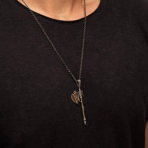 Dirilis Ertugrul Turgut Alp Silver Axe Necklace, 925 Sterling Silver Mens Pendant, Resurrection Ertugrul Accessories 04 - islamicbazaar