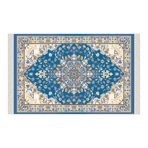 Traditional Blue Soft Padded Prayer Rug | Cotton Layer Janamaz | Anti Slip Backing Bamboo Cotton Prayer Mat | Islamic Gifts