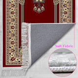 Red Carpet Soft Padded Prayer Rug | Cotton Layer Janamaz | Anti Slip Backing Bamboo Cotton Prayer Mat | Islamic Gifts