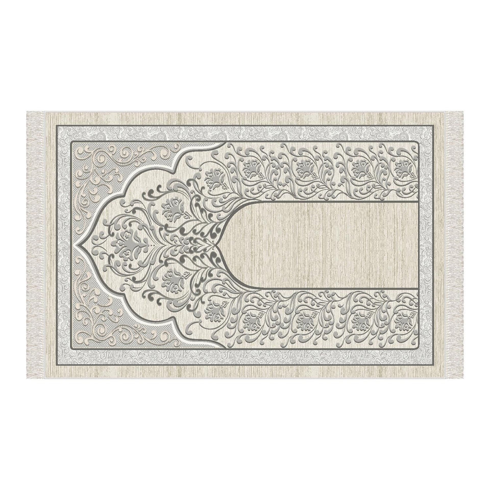 Natural Beige Soft Padded Prayer Rug | Cotton Layer Janamaz | Anti Slip Backing Bamboo Cotton Prayer Mat | Islamic Gifts