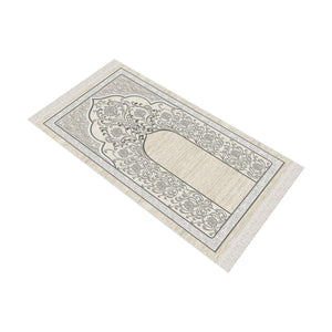 Natural Beige Soft Padded Prayer Rug | Cotton Layer Janamaz | Anti Slip Backing Bamboo Cotton Prayer Mat | Islamic Gifts