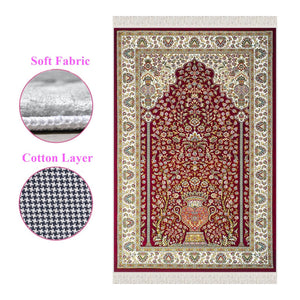 Flowers Of Baghdad Soft Padded Prayer Rug | Cotton Layer Janamaz | Anti Slip Backing Bamboo Cotton Prayer Mat | Islamic Gifts