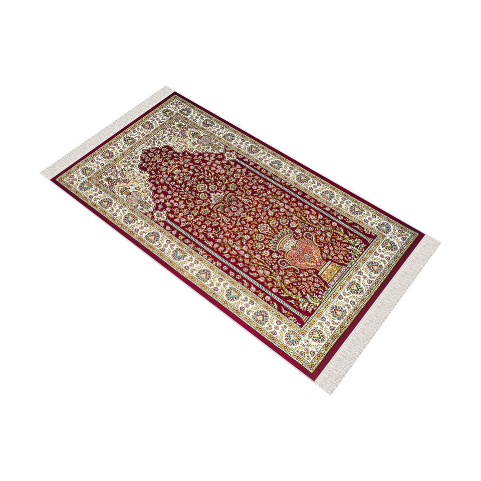 Flowers Of Baghdad Soft Padded Prayer Rug | Cotton Layer Janamaz | Anti Slip Backing Bamboo Cotton Prayer Mat | Islamic Gifts