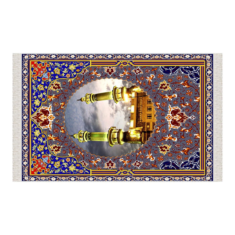 Masjid Al Haram Soft Padded Prayer Rug | Cotton Layer Janamaz | Anti Slip Backing Bamboo Cotton Prayer Mat | Islamic Gifts