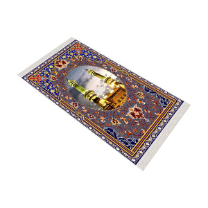 Masjid Al Haram Soft Padded Prayer Rug | Cotton Layer Janamaz | Anti Slip Backing Bamboo Cotton Prayer Mat | Islamic Gifts