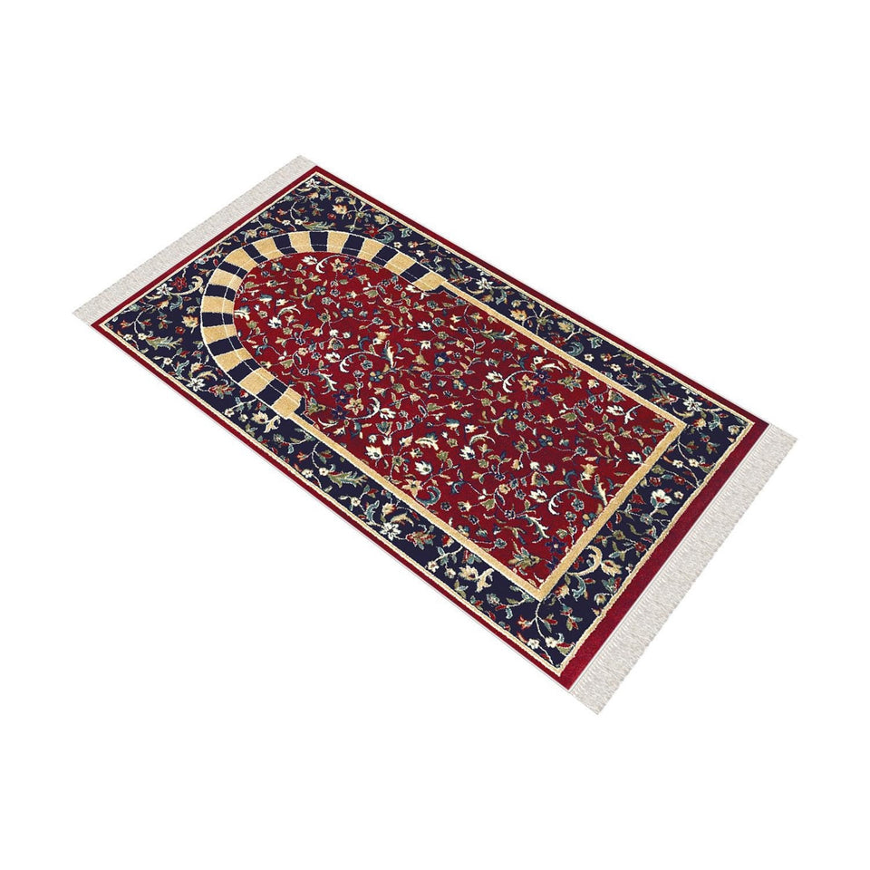 Red Almunawara Rawda Soft Padded Prayer Rug, Cotton Bottom Layer Janamaz, Masjid an Nabawi Soft Prayer Rug, Rawdah Sajdah Musalla