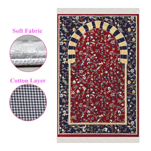 Red Almunawara Rawda Soft Padded Prayer Rug, Cotton Bottom Layer Janamaz, Masjid an Nabawi Soft Prayer Rug, Rawdah Sajdah Musalla