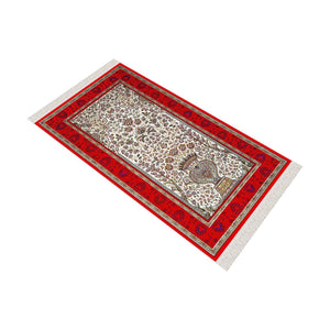 Red Mosaic Carpet Soft Padded Prayer Rug | Cotton Layer Janamaz | Anti Slip Backing Bamboo Cotton Prayer Mat | Islamic Gifts