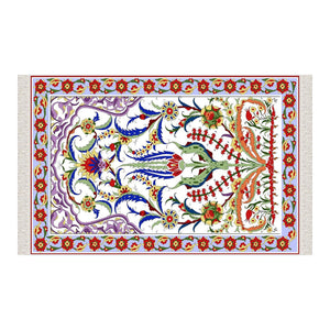 Ottoman Tulips Soft Padded Prayer Rug | Cotton Layer Janamaz | Anti Slip Backing Bamboo Cotton Prayer Mat | Islamic Gifts