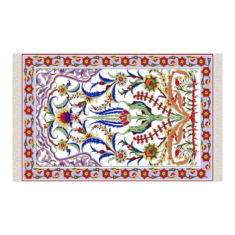 Ottoman Tulips Soft Padded Prayer Rug | Cotton Layer Janamaz | Anti Slip Backing Bamboo Cotton Prayer Mat | Islamic Gifts