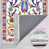 Ottoman Tulips Soft Padded Prayer Rug | Cotton Layer Janamaz | Anti Slip Backing Bamboo Cotton Prayer Mat | Islamic Gifts