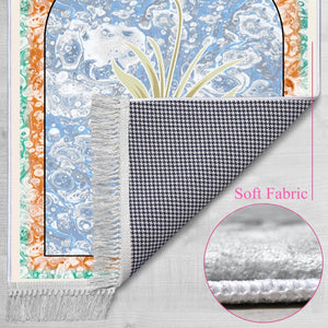 Tulip Mihrab Soft Padded Prayer Rug | Cotton Layer Janamaz | Anti Slip Backing Bamboo Cotton Prayer Mat | Islamic Gifts