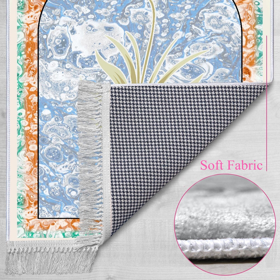 Tulip Mihrab Soft Padded Prayer Rug | Cotton Layer Janamaz | Anti Slip Backing Bamboo Cotton Prayer Mat | Islamic Gifts