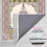 Flower Chandelier Soft Padded Prayer Rug | Cotton Layer Janamaz | Anti Slip Backing Bamboo Cotton Prayer Mat | Islamic Gifts