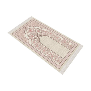 Pale Pink Mihrab Soft Padded Prayer Rug | Cotton Layer Janamaz | Anti Slip Backing Bamboo Cotton Prayer Mat | Islamic Gifts
