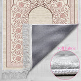 Pale Pink Mihrab Soft Padded Prayer Rug | Cotton Layer Janamaz | Anti Slip Backing Bamboo Cotton Prayer Mat | Islamic Gifts
