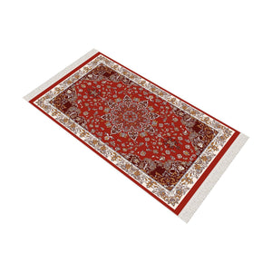 Red Siberian Bugloss Soft Padded Prayer Rug | Cotton Layer Janamaz | Anti Slip Backing Bamboo Cotton Prayer Mat | Islamic Gifts