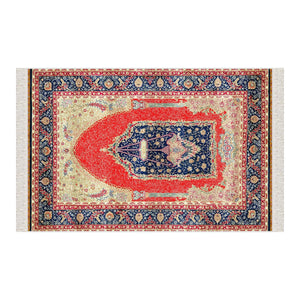 Red Palace Chandelier Soft Padded Prayer Rug | Cotton Layer Janamaz | Anti Slip Backing Bamboo Cotton Prayer Mat | Islamic Gifts