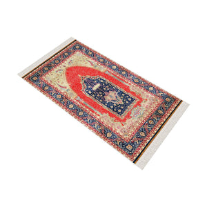 Red Palace Chandelier Soft Padded Prayer Rug | Cotton Layer Janamaz | Anti Slip Backing Bamboo Cotton Prayer Mat | Islamic Gifts