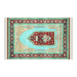 Turquoise Palace Chandelier Soft Padded Prayer Rug | Cotton Layer Janamaz | Anti Slip Backing Bamboo Cotton Prayer Mat | Islamic Gifts 01