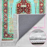 Turquoise Palace Chandelier Soft Padded Prayer Rug | Cotton Layer Janamaz | Anti Slip Backing Bamboo Cotton Prayer Mat | Islamic Gifts 01