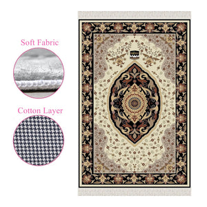 Kaaba Soft Padded Prayer Rug | Cotton Layer Janamaz | Anti Slip Backing Bamboo Cotton Prayer Mat | Islamic Gifts