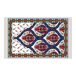 Ottoman Era Mosque Tiles Soft Padded Prayer Rug | Cotton Layer Janamaz | Anti Slip Backing Bamboo Cotton Prayer Mat | Islamic Gifts