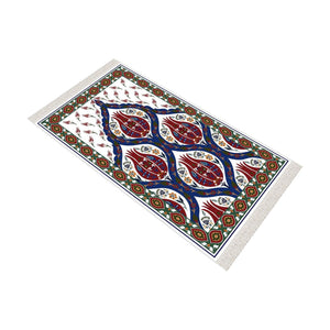 Ottoman Era Mosque Tiles Soft Padded Prayer Rug | Cotton Layer Janamaz | Anti Slip Backing Bamboo Cotton Prayer Mat | Islamic Gifts