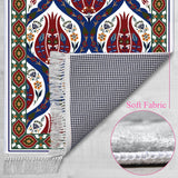 Ottoman Era Mosque Tiles Soft Padded Prayer Rug | Cotton Layer Janamaz | Anti Slip Backing Bamboo Cotton Prayer Mat | Islamic Gifts