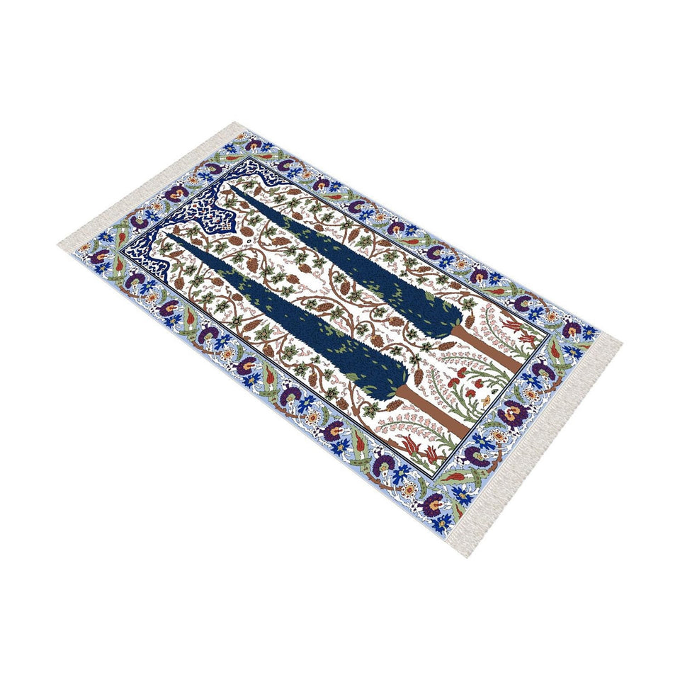 Pine Tree Soft Padded Prayer Rug | Cotton Layer Janamaz | Anti Slip Backing Bamboo Cotton Prayer Mat | Islamic Gifts