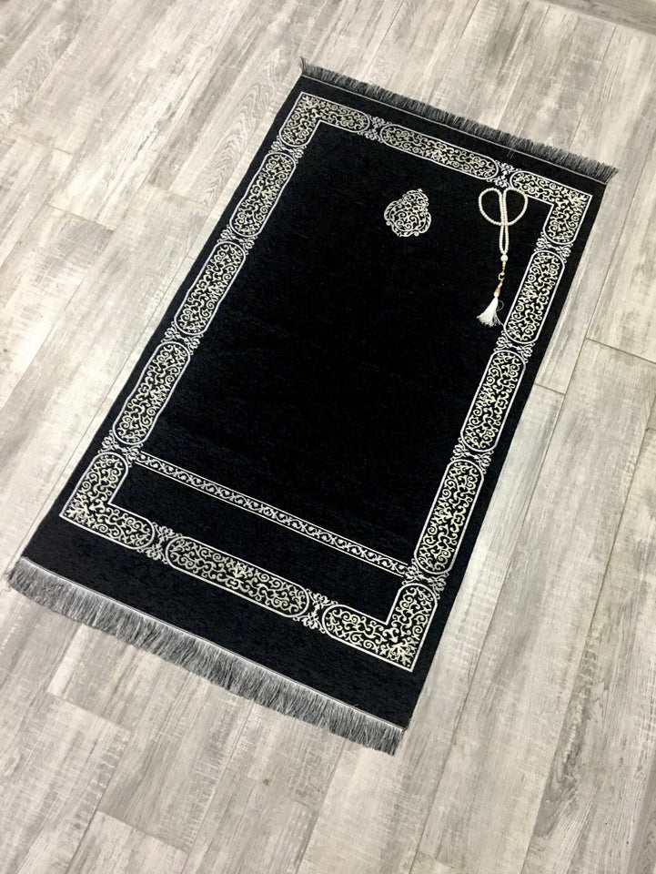 NEW Kaaba Kiswah Inspired Prayer Mat | Musallah | Masjid al Haram Sajjada | Prayer Rug | Janamaz