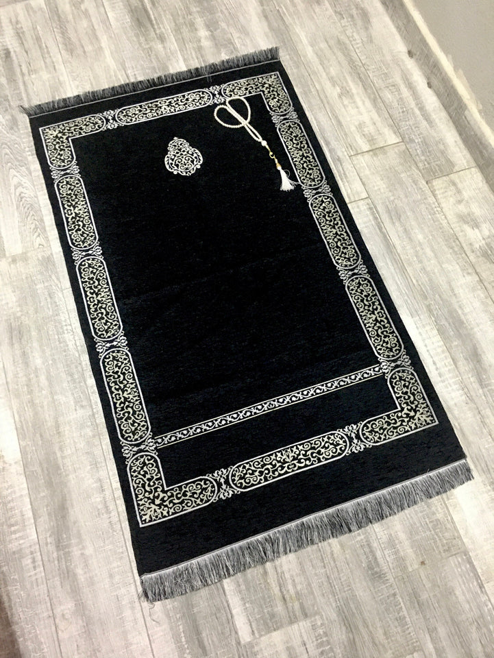 NEW Kaaba Kiswah Inspired Prayer Mat | Musallah | Masjid al Haram Sajjada | Prayer Rug | Janamaz