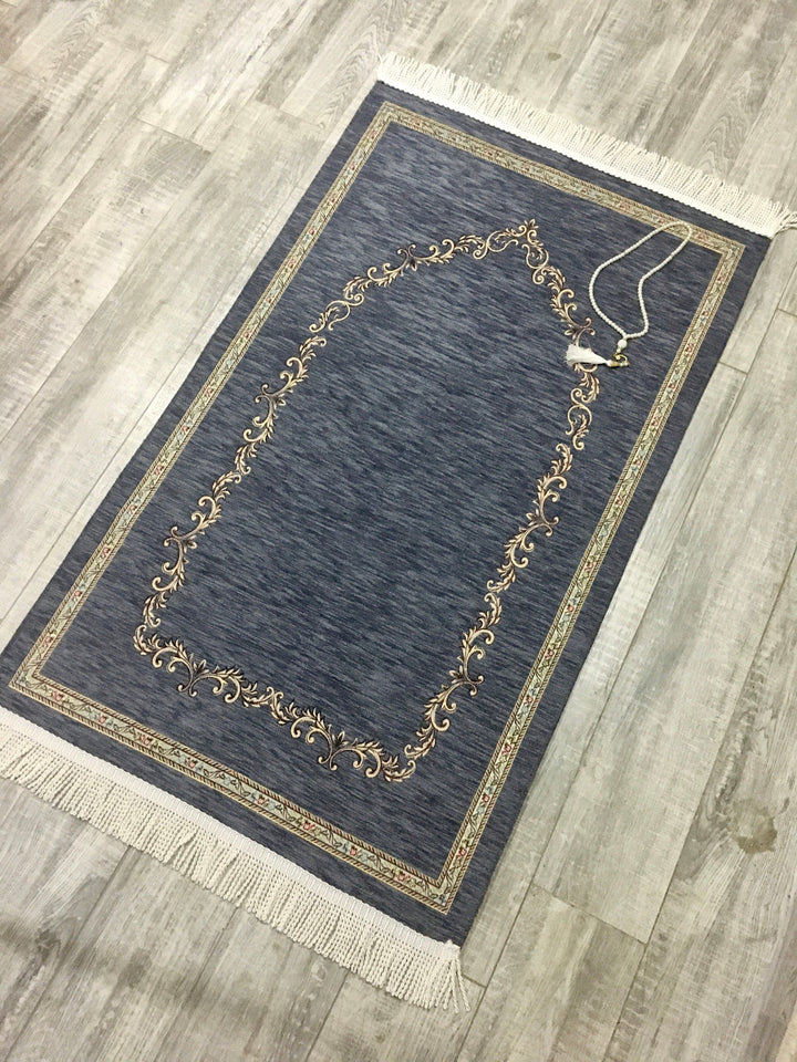 Indigo Door to Andalus Prayer Mat, Prayer Mat with Tasbeeh, Prayer Rug, Muslim Janamaz, Sajjada, Turkish Rug, Islamic Gift YSLM37