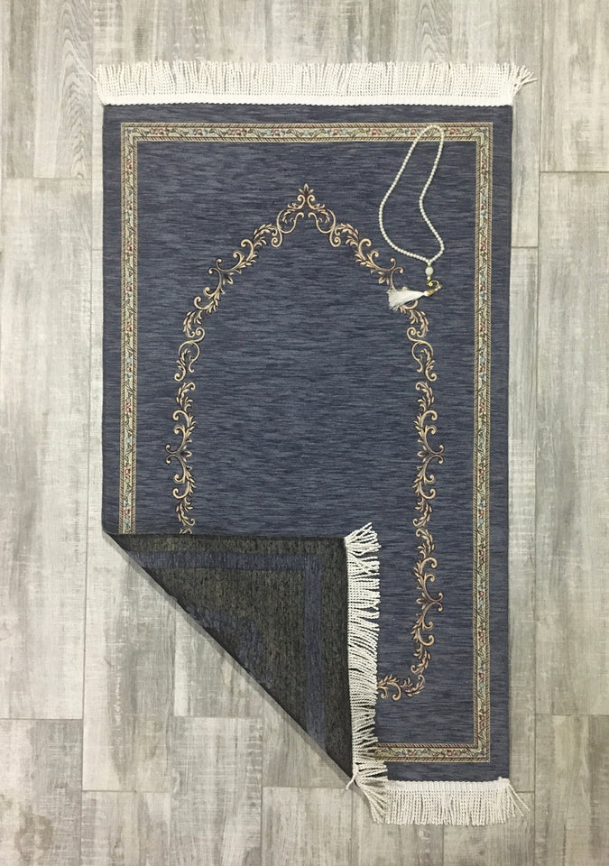 Indigo Door to Andalus Prayer Mat, Prayer Mat with Tasbeeh, Prayer Rug, Muslim Janamaz, Sajjada, Turkish Rug, Islamic Gift YSLM37