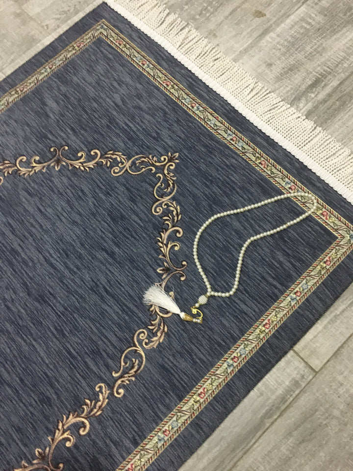Indigo Door to Andalus Prayer Mat, Prayer Mat with Tasbeeh, Prayer Rug, Muslim Janamaz, Sajjada, Turkish Rug, Islamic Gift YSLM37
