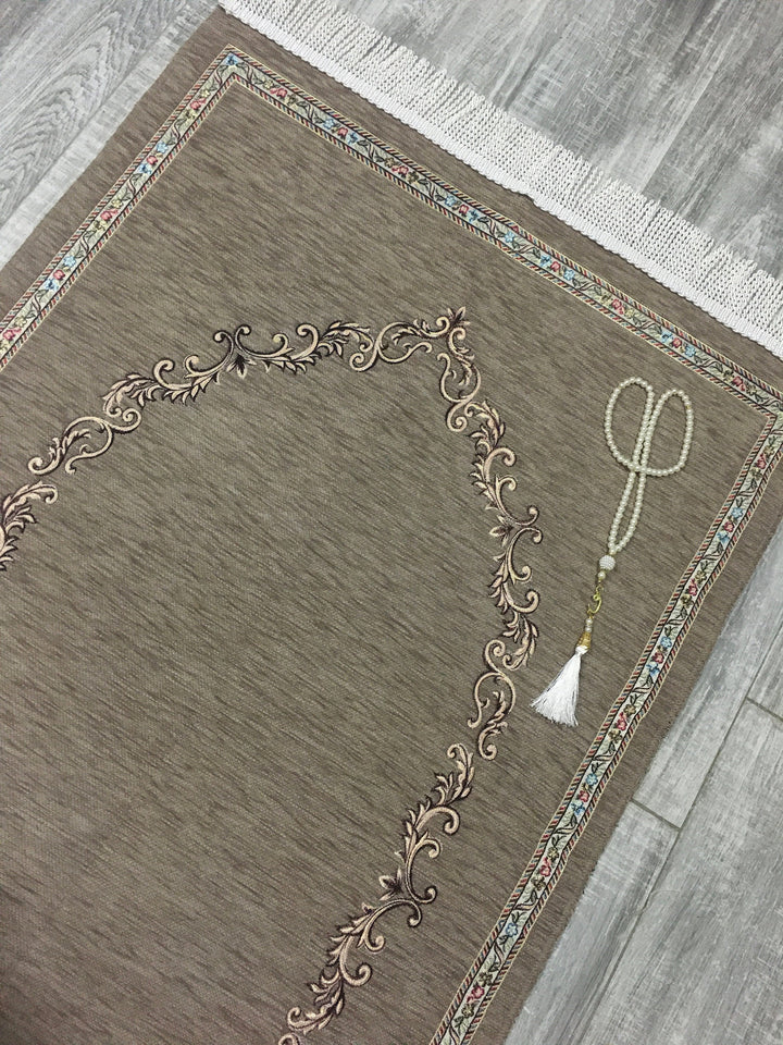 Brown Door to Andalus Prayer Mat, Prayer Mat with Tasbeeh, Prayer Rug, Muslim Janamaz, Sajjada, Turkish Rug, Islamic Gift YSLM38