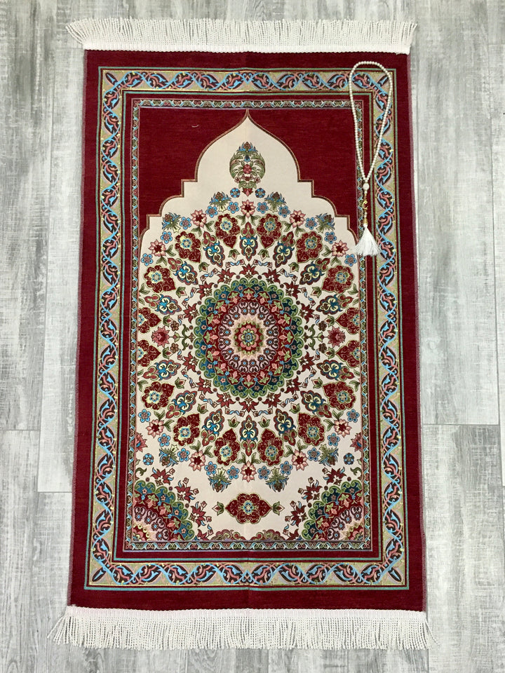 Circle Of Flowers Kilim Prayer Mat, Prayer Mat with Tasbeeh, Prayer Rug, Muslim Janamaz, Bohemian Rug, Turkish Rug, Islamic Gift YSLM40
