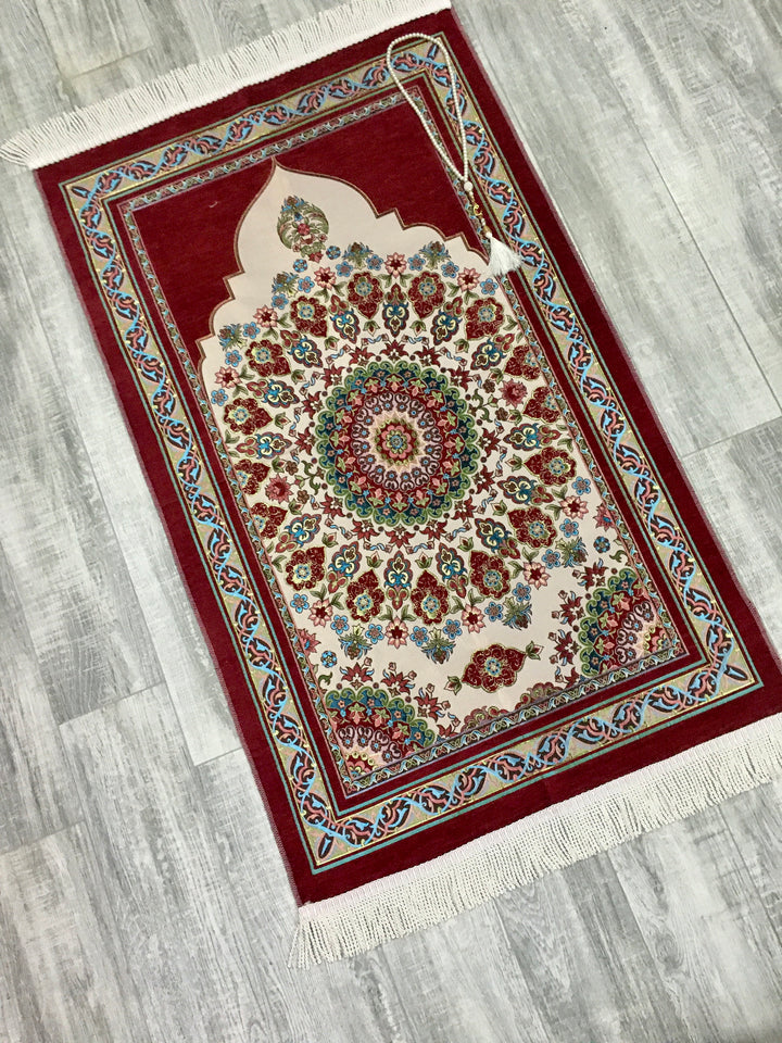Circle Of Flowers Kilim Prayer Mat, Prayer Mat with Tasbeeh, Prayer Rug, Muslim Janamaz, Bohemian Rug, Turkish Rug, Islamic Gift YSLM40