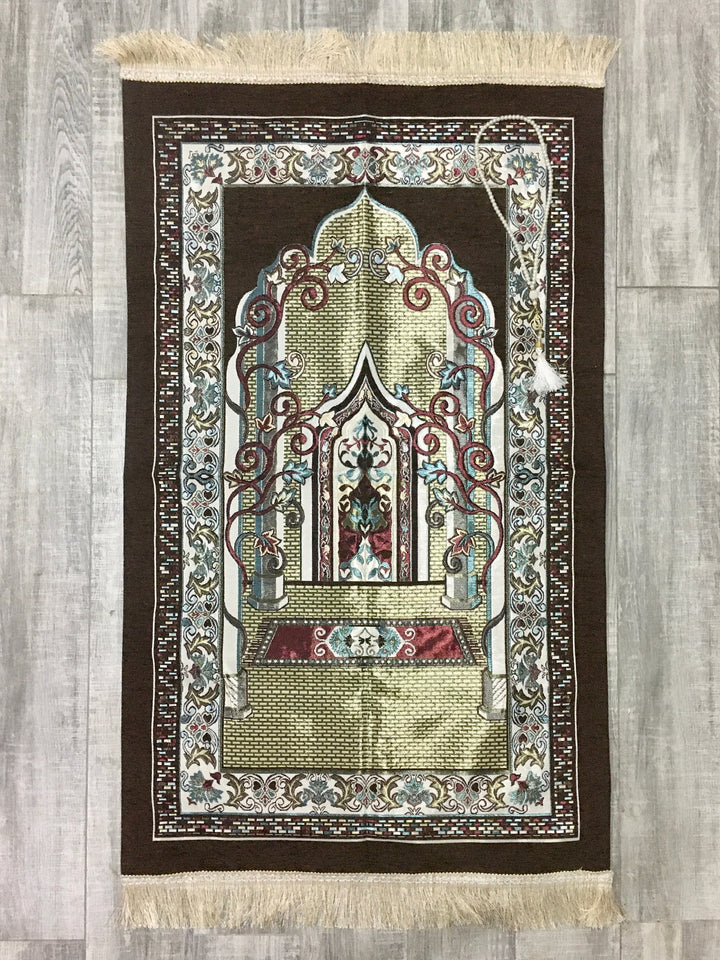 Mihrab Kilim Prayer Mat, Prayer Mat with Tasbeeh, Prayer Rug, Muslim Janamaz, Sajjada, Turkish Rug, Islamic Gift YSLM46