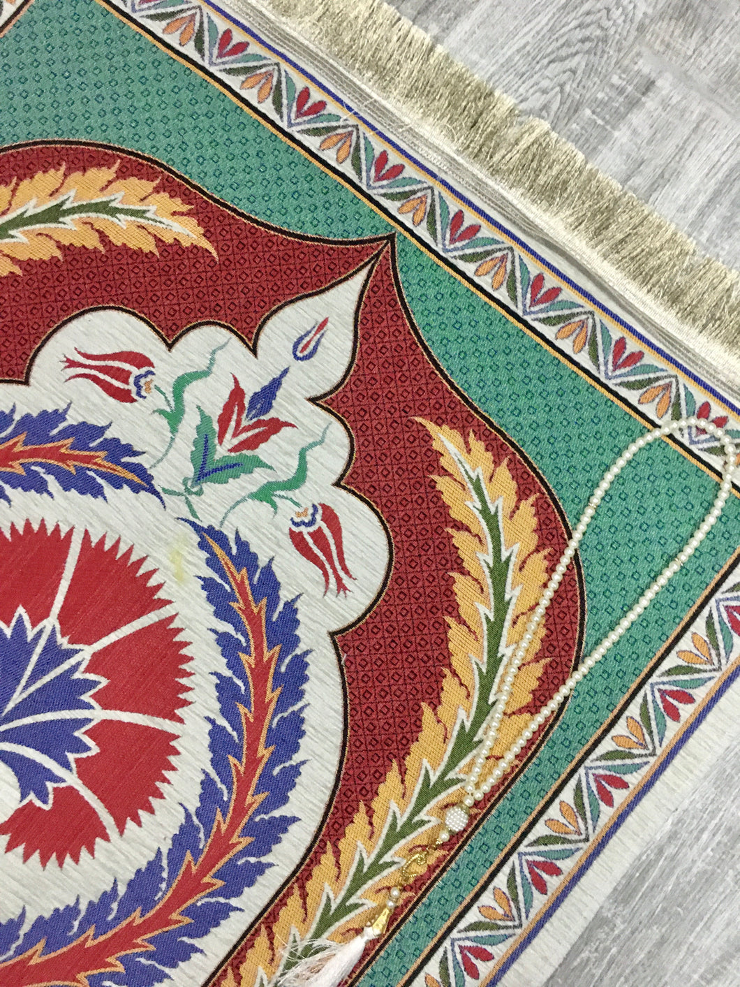 Decorated Tulip Carpet Prayer Mat, Prayer Mat with Tasbeeh, Prayer Rug, Muslim Janamaz, Sajjada, Turkish Rug, Islamic Gift YSLM51 - islamicbazaar