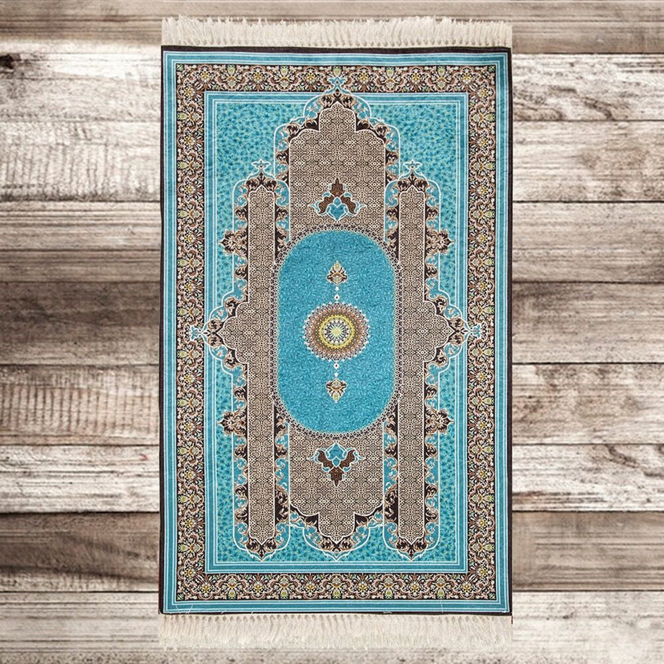 Blue Authentic Prayer Mat | Chenille Sajjada | Lux Musallah | Prayer Rug | Janamaz MVD67