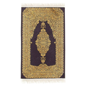 Black Authentic Prayer Mat | Chenille Sajjada | Lux Musallah | Prayer Rug | Janamaz MVD69