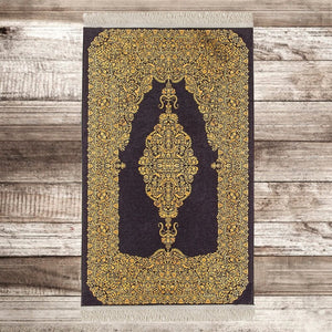 Black Authentic Prayer Mat | Chenille Sajjada | Lux Musallah | Prayer Rug | Janamaz MVD69